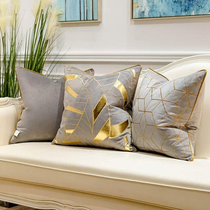 20 X 20 Inches Grey Gold Striped Cushion Case Luxury European Throw Pillow Cover Decorative Pillow for Couch Living Room Bedroom Car